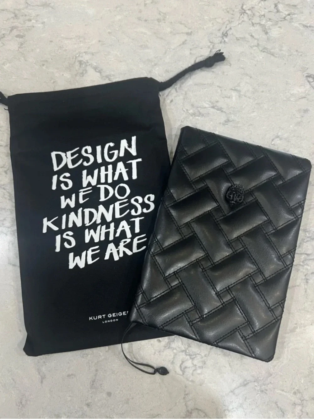 Kurt Geiger London Shoreditch Quilted Leather Notebook Journal – Black 🖤🦅